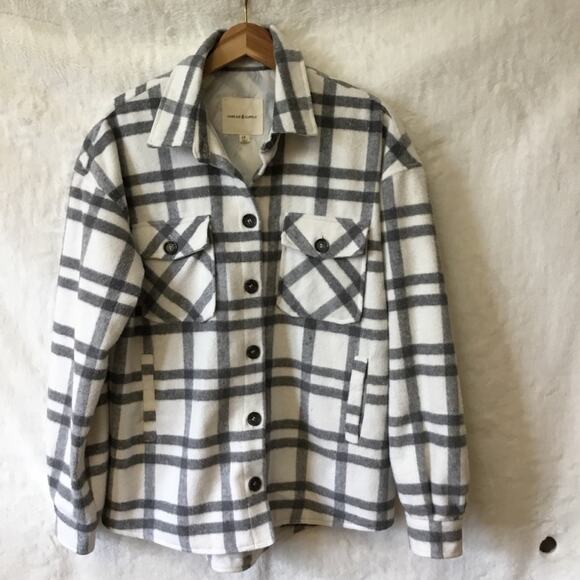 Thread & Supply Grey White Plaid Button Lined Jacket - Picture 2 of 15